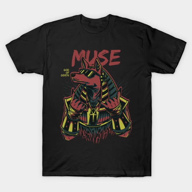 Dog Anubis Muse Band T-Shirt by Pantat Kering